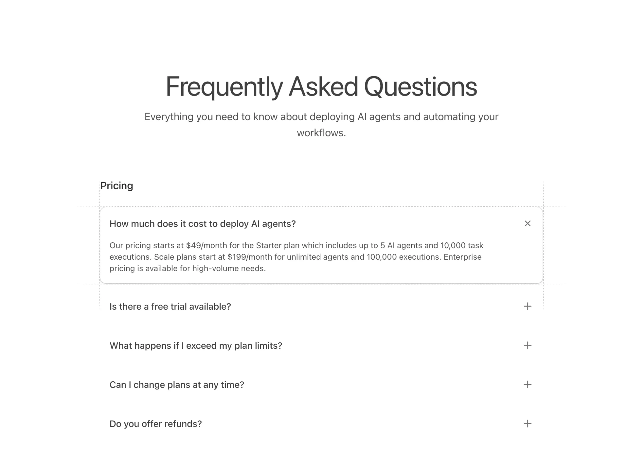 FAQs With Dashed Lines