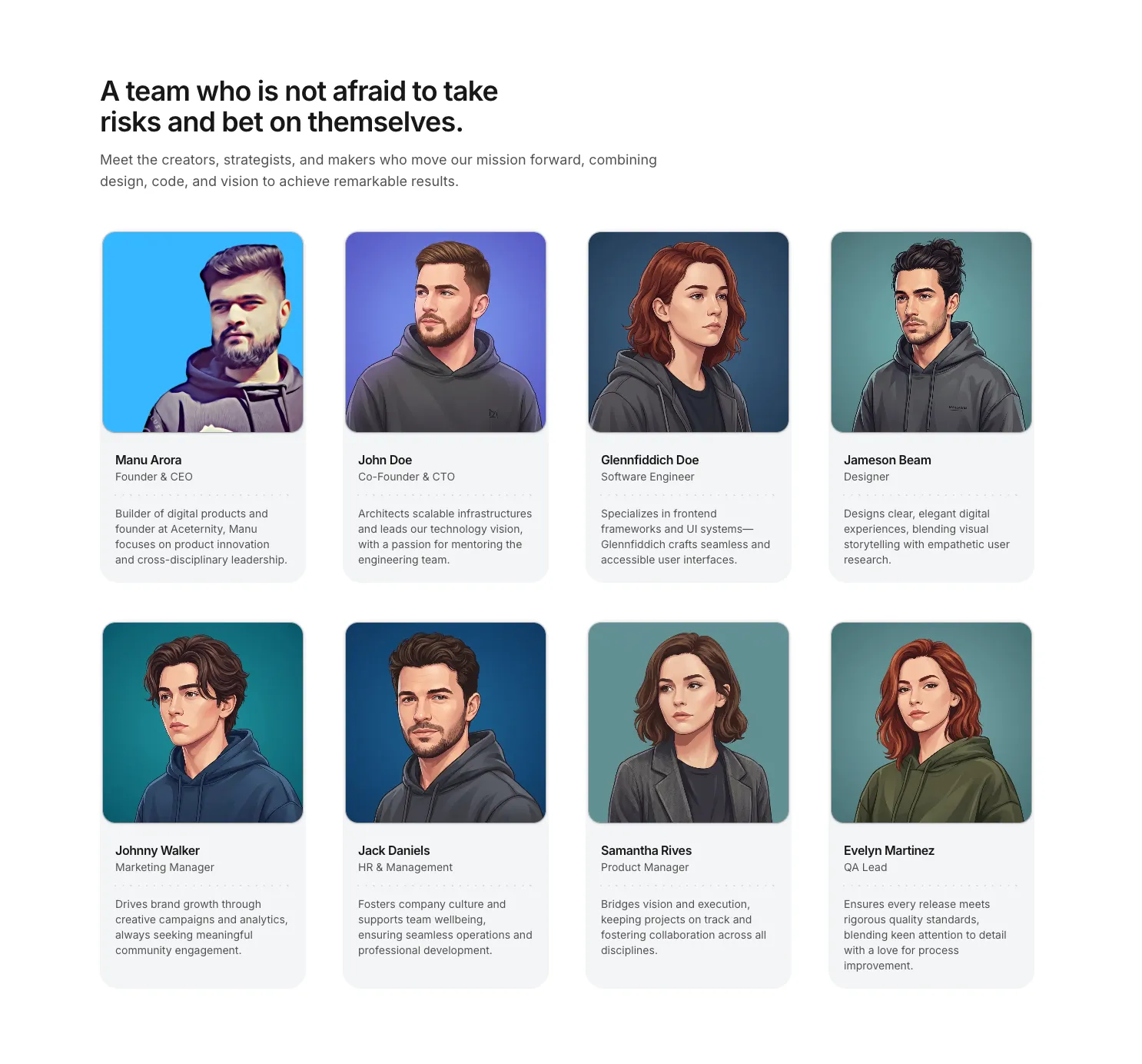 Team Section With Light Background