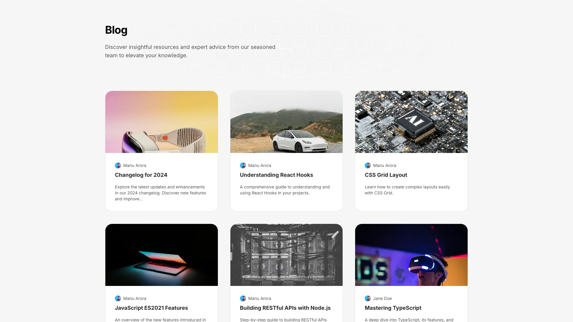 Simple Blog With Grid