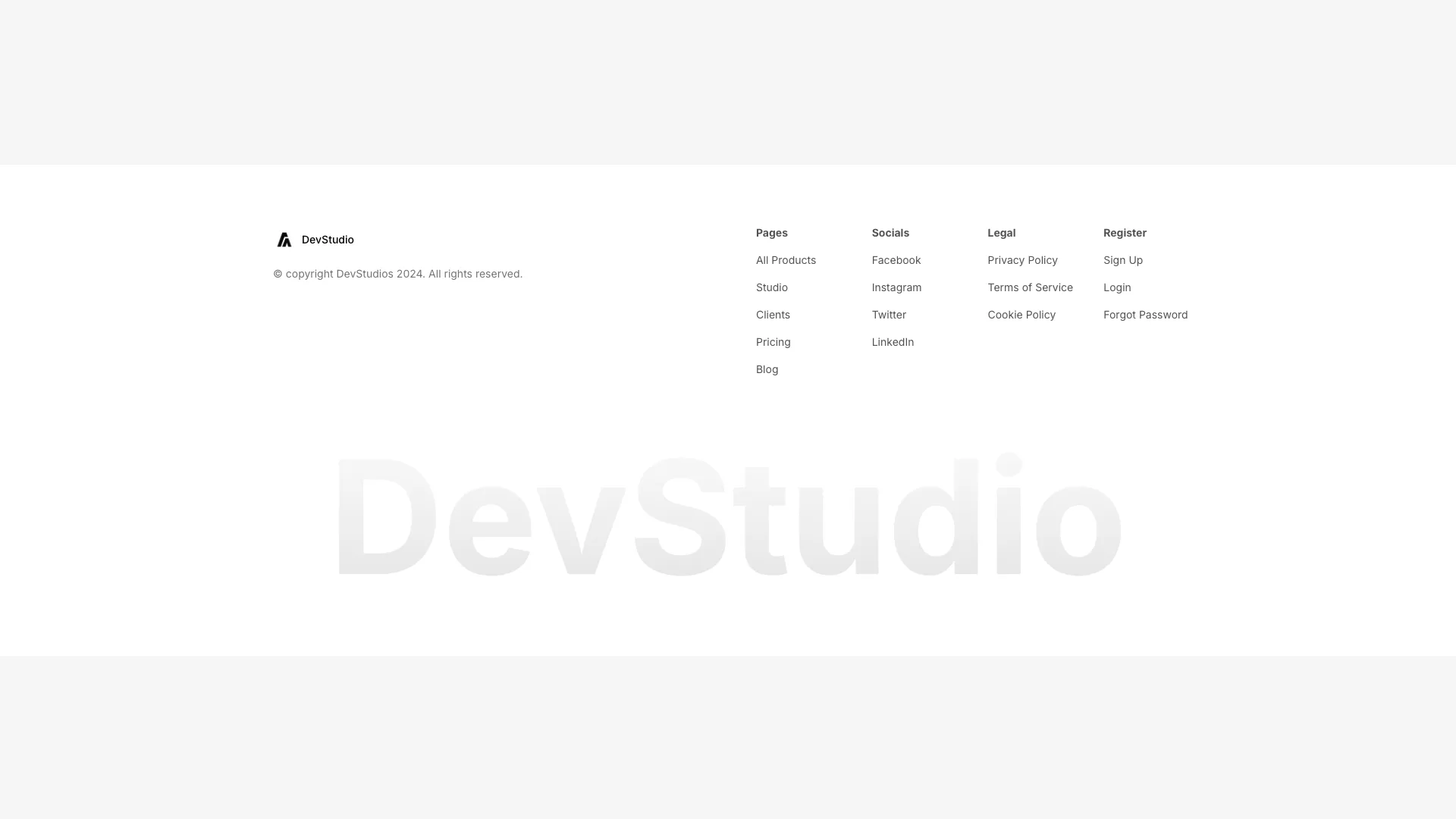 Simple Footer With Four Grids