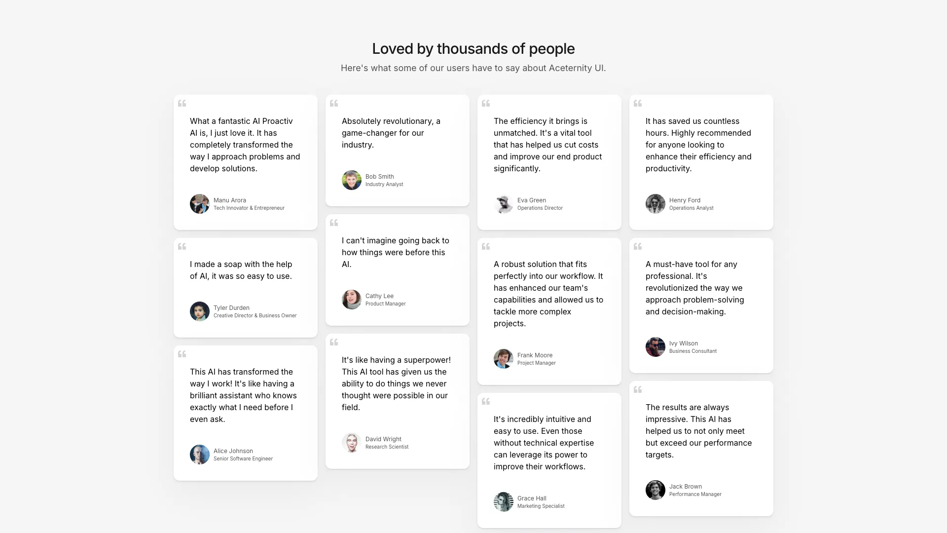 Testimonials Masonry Grid