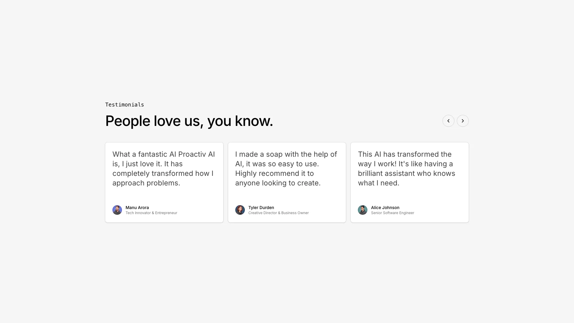 Testimonials With Carousel