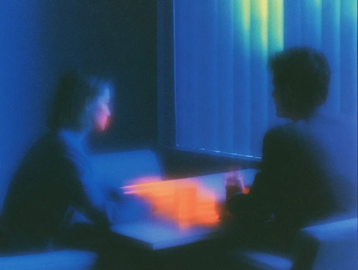 Team collaborating in a colourful office